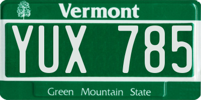 VT license plate YUX785