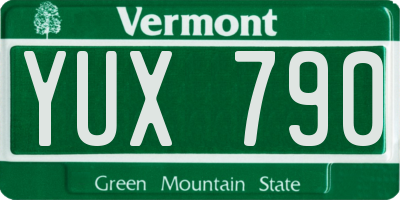 VT license plate YUX790
