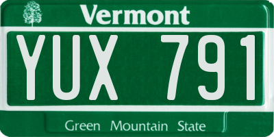 VT license plate YUX791