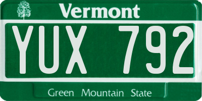 VT license plate YUX792
