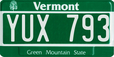 VT license plate YUX793