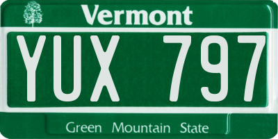 VT license plate YUX797