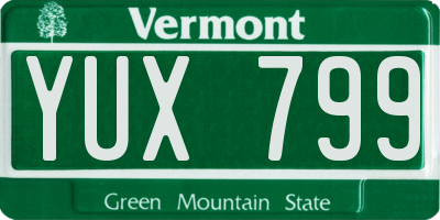 VT license plate YUX799