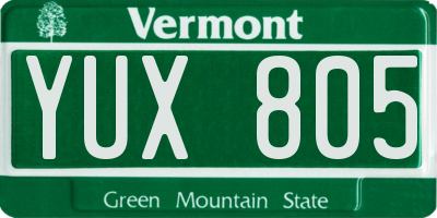 VT license plate YUX805