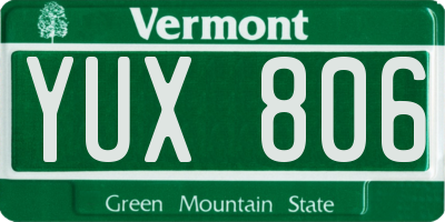 VT license plate YUX806