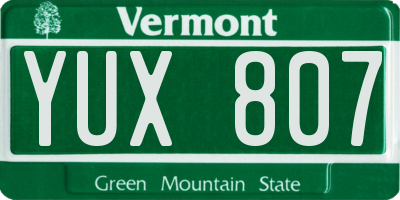 VT license plate YUX807