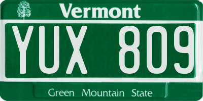VT license plate YUX809