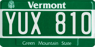 VT license plate YUX810
