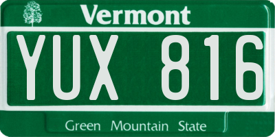 VT license plate YUX816