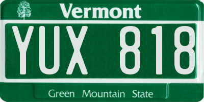 VT license plate YUX818