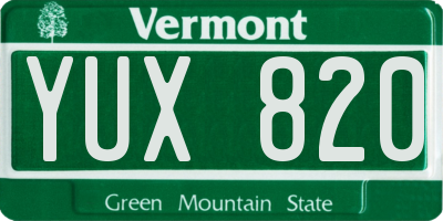 VT license plate YUX820