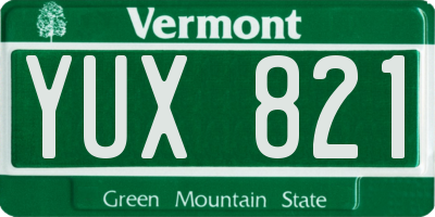 VT license plate YUX821