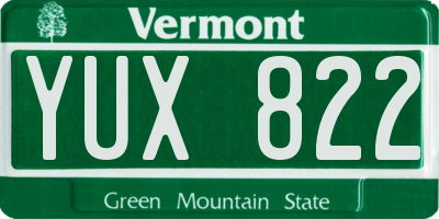 VT license plate YUX822