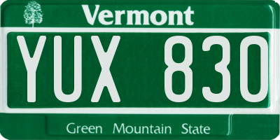 VT license plate YUX830