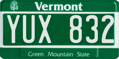 VT license plate YUX832