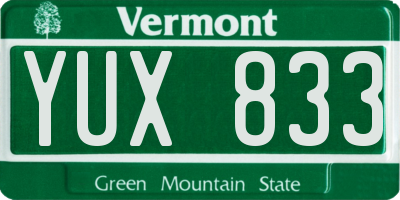VT license plate YUX833