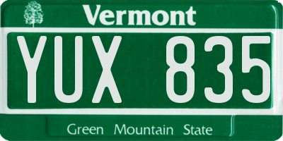 VT license plate YUX835