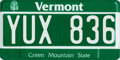 VT license plate YUX836