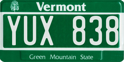 VT license plate YUX838