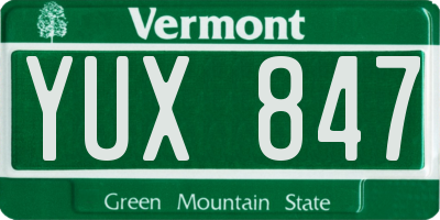 VT license plate YUX847