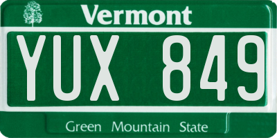 VT license plate YUX849