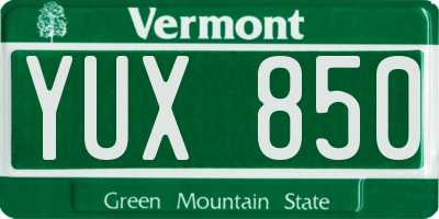 VT license plate YUX850