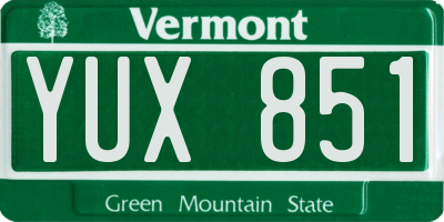 VT license plate YUX851