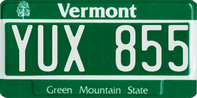 VT license plate YUX855