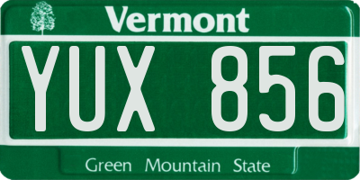 VT license plate YUX856