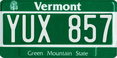 VT license plate YUX857