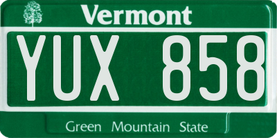 VT license plate YUX858
