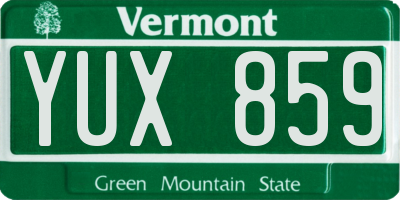 VT license plate YUX859