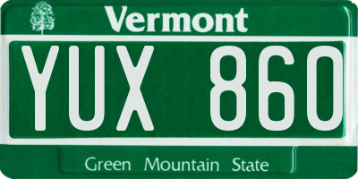VT license plate YUX860