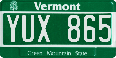 VT license plate YUX865