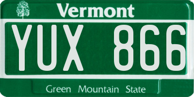 VT license plate YUX866