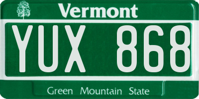 VT license plate YUX868