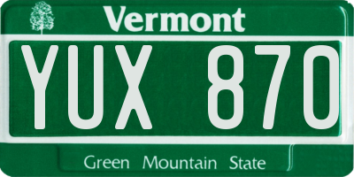 VT license plate YUX870