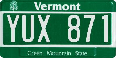 VT license plate YUX871
