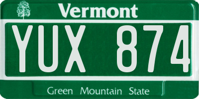 VT license plate YUX874