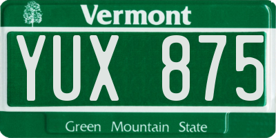 VT license plate YUX875