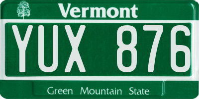VT license plate YUX876