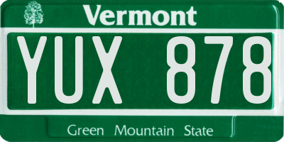 VT license plate YUX878