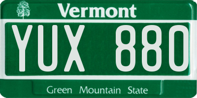 VT license plate YUX880