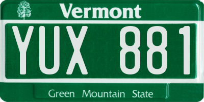 VT license plate YUX881