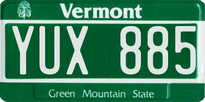 VT license plate YUX885