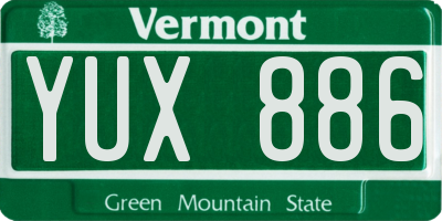 VT license plate YUX886