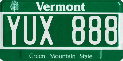 VT license plate YUX888