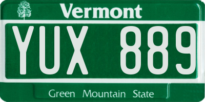 VT license plate YUX889