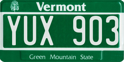 VT license plate YUX903