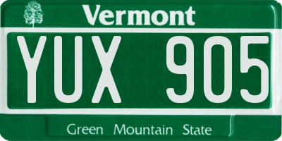 VT license plate YUX905